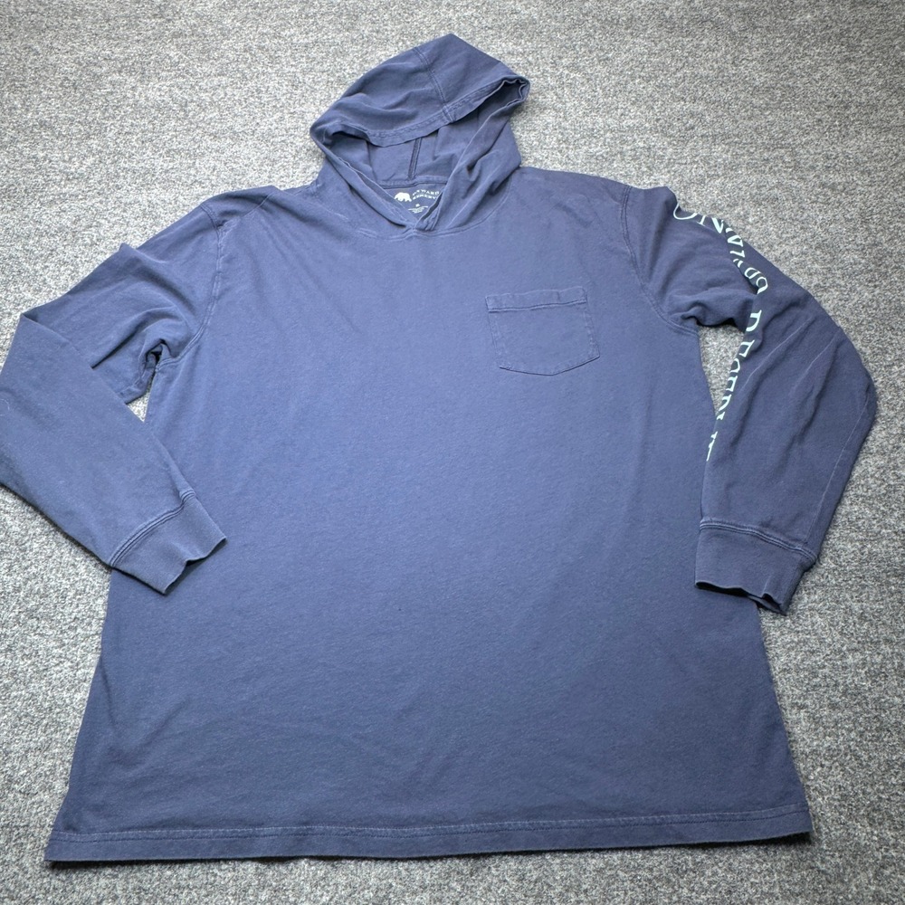 Onward Reserve Hoodie T Shirt Mens XL Blue Peruvian Cotton Sleeve Spellout Top